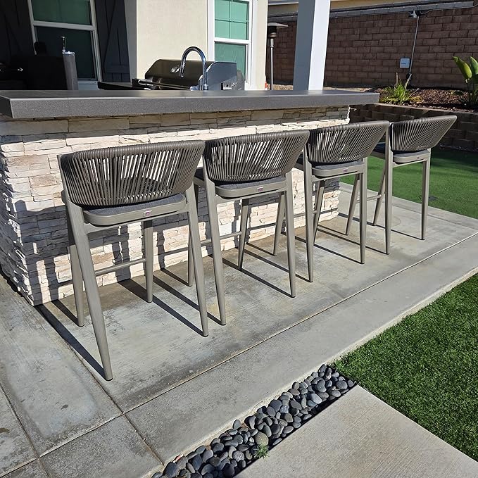 PURPLE LEAF Bar Stool Set of 4 Outdoor Barstool - Image 3