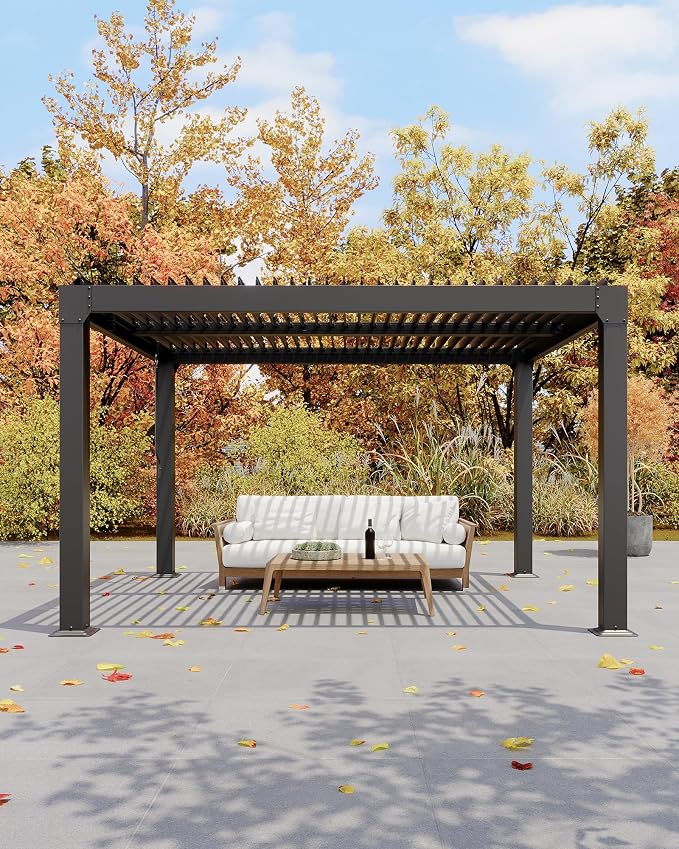 GarveeLife Louvered Pergola 10 ft x 12 ft, Outdoor Pergola - Image 7