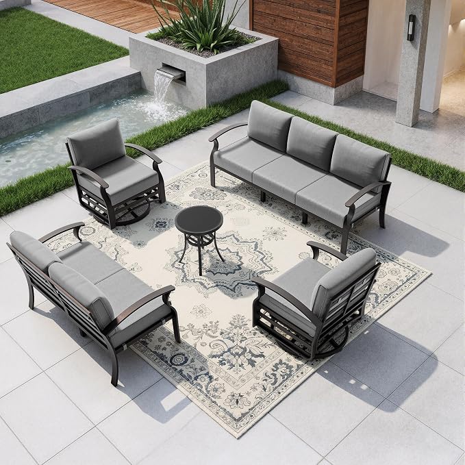 Kullavik Aluminum Patio Furniture Set, 5 Pieces 7 Seat Metal Outdoor Furniture by KULLAVIK