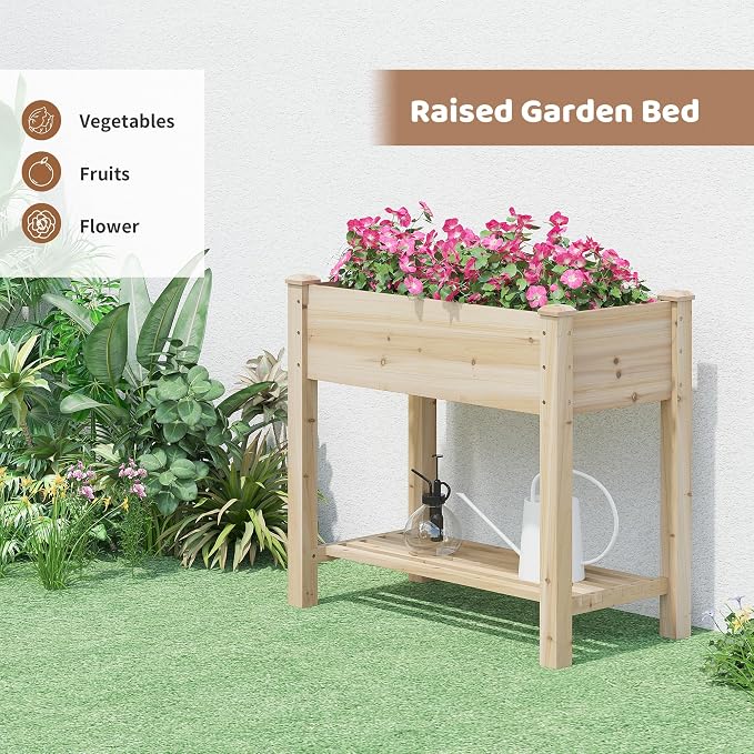 FILWH Raised Garden Bed with Legs Elevated Wooden Planter Box Stand Large - Image 3