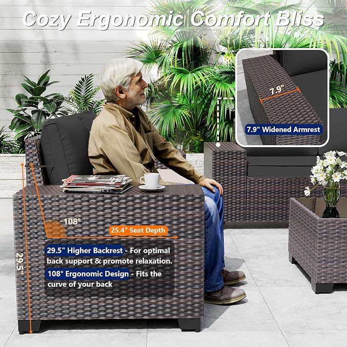 Outdoor Patio Furniture Set, 12 Pieces Outdoor Sectional Furniture High - Image 3