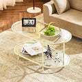 VINGLI 38" Glass Coffee Table, Oval Coffee Tables by VINGLI