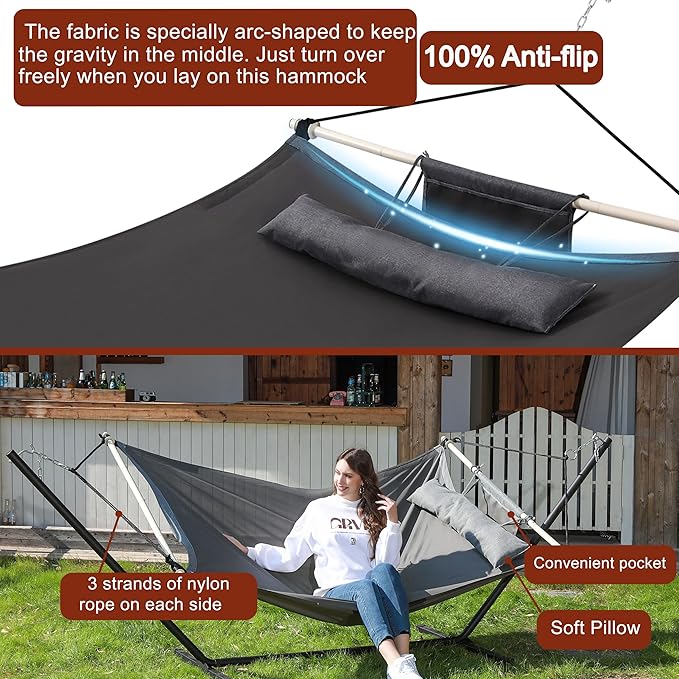 TegerDeger Anti-flip 12FT Hammock Large Hammock 450LB Capacity - Image 2