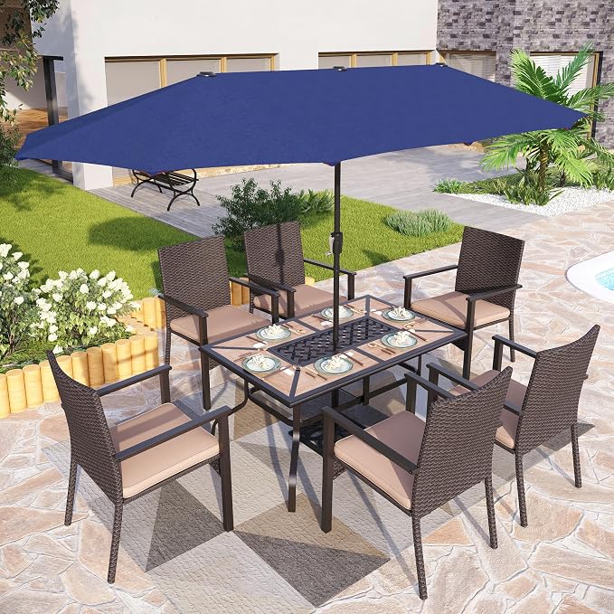 PHI VILLA 7 Pieces Outdoor Dining Set by PHIVILLAThepioneerofcomfortablehouseholdsupplies