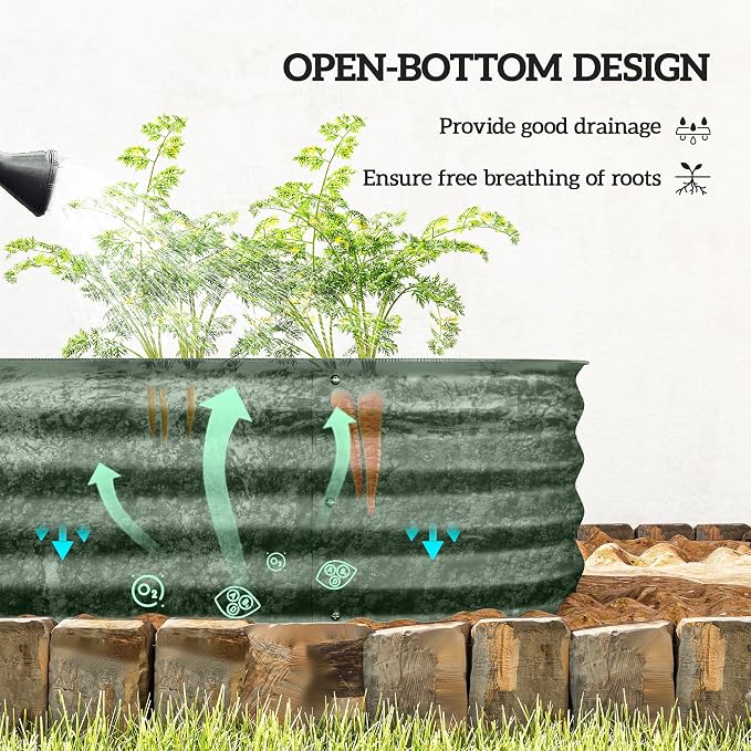 Outsunny 5' x 2' x 1' Galvanized Raised Garden Bed Kit, Outdoor Metal Elevated - Image 4