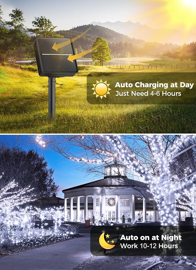 Minetom Solar String Lights Outdoor, Extra Long 72FT 200 LED Christmas String - Image 4
