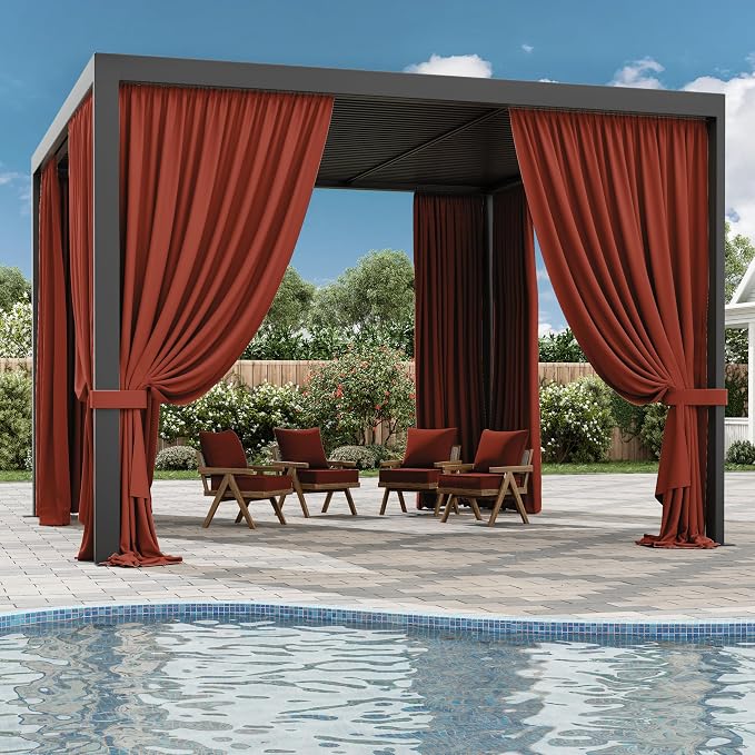 Gazebo Universal Replacement Privacy Curtain, 4-Panels Sidewall Curtains - Image 6