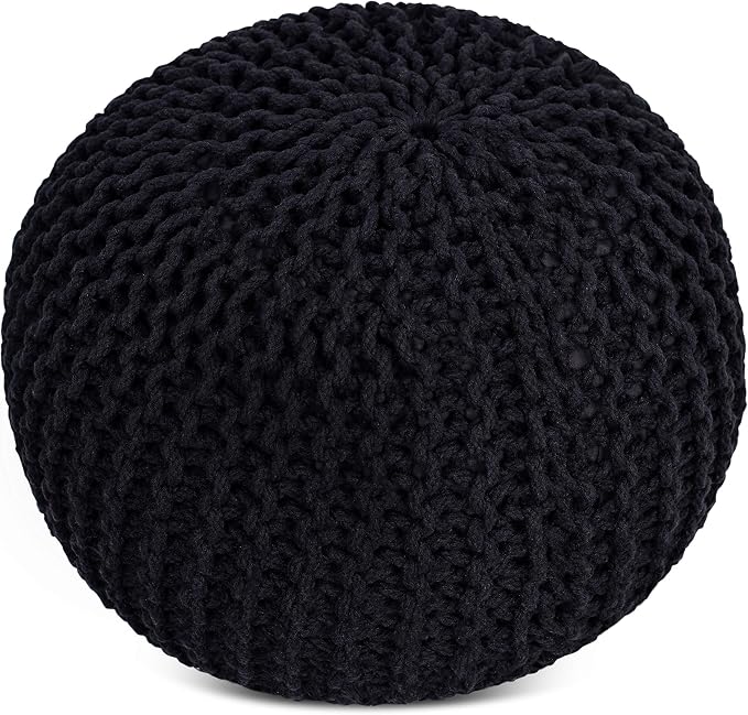 BIRDROCK HOME Round Pouf Ottoman | Cotton Braided Foot Stool - Image 8