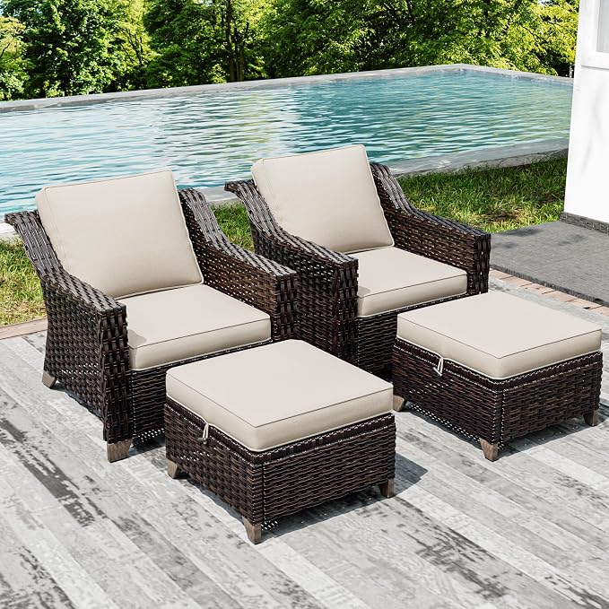 Joyside Wicker Patio Furniture Sets, 4 Pieces Upgraded Large Size Outdoor - Image 6