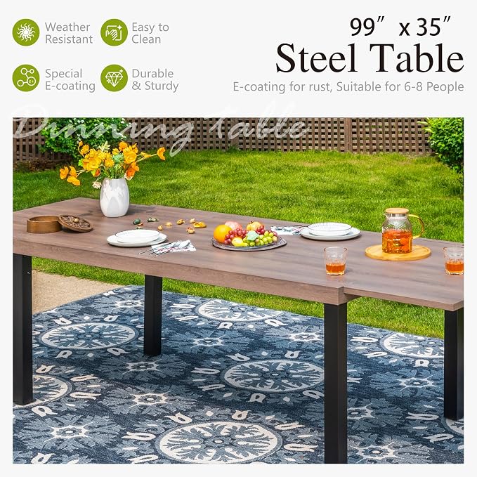 Sophia & William Expandable Patio Dining Table, Extra Large 99.2" L x 35.5" W - Image 3