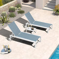 PURPLE LEAF Outdoor Chaise Lounge Chairs Set of 2 White Aluminum Lounge Chair by PURPLELEAF