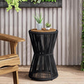 Scott Living Nara 25.8" Acacia Wood Outdoor Side Table, Metal Frame+Woven Rope by ScottLivingbyDrewJonathan