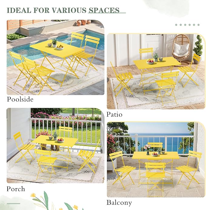 MELLCOM 5-Piece Foldable Patio Dining Set - Image 6