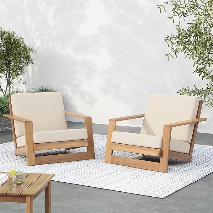 Christopher Knight Home Galio Set of 2 Acacia Wood Lounge Chair Outdoor by ChristopherKnightHome