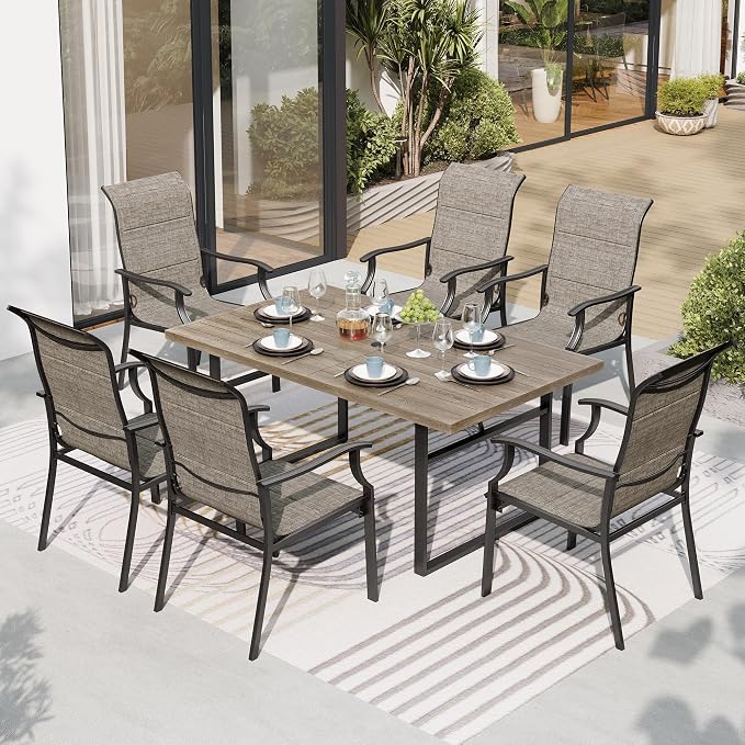 7 Piece Patio Dining Sets for 6, Outdoor Table and Chairs Set - Image 8