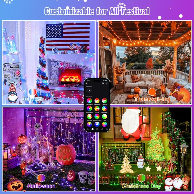 JMEXSUSS 800 LED RGB String Light Outdoor Indoor, Christmas Lights Outdoor - Image 6