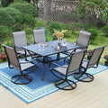 PHI VILLA 7 PCS Patio Dining Set, Rectangle Metal Table by PHIVILLAThepioneerofcomfortablehouseholdsupplies