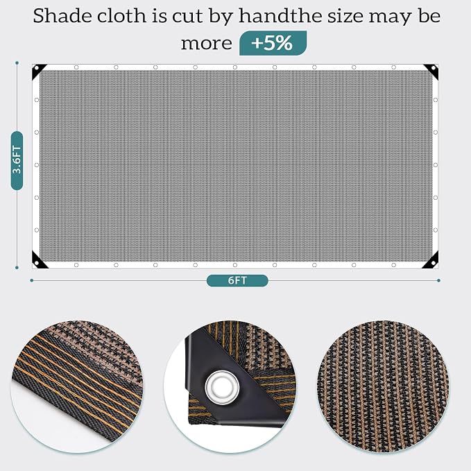 90% Coffee Shade Cloth, 12x20FT Resistant Garden Sun Shade Net, Durable Mesh - Image 2
