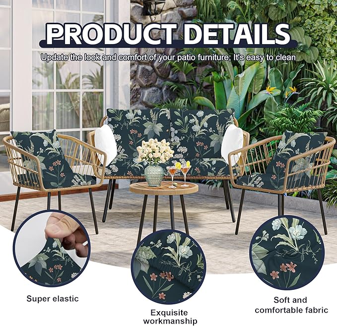 8Pcs Patio Cushion Covers, Outdoor Cushions Covers, Stretch Cushion Covers - Image 3