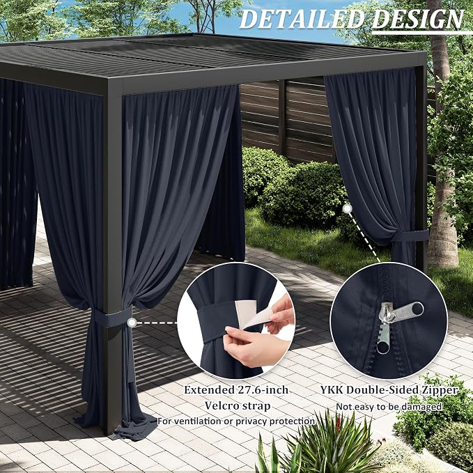 Gazebo Universal Replacement Privacy Curtain, 4-Panels Sidewall Curtains - Image 4