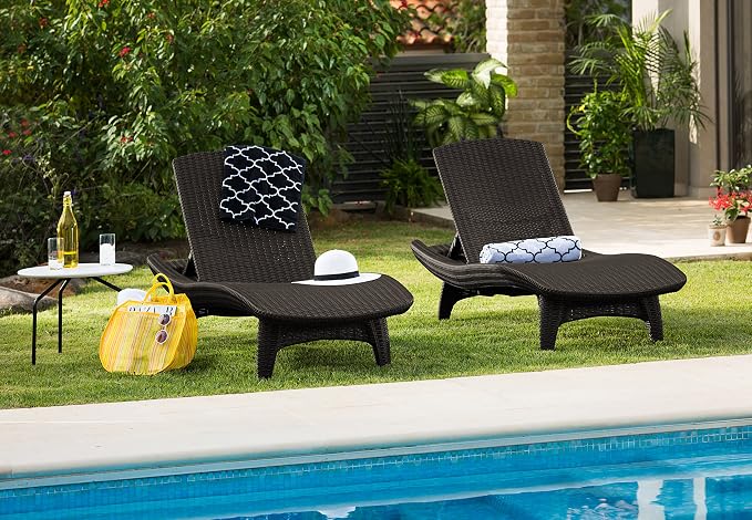 Keter Set of 2 Pacific Sun Lounge Chair Outdoor Chaise Pool Chairs - Image 6