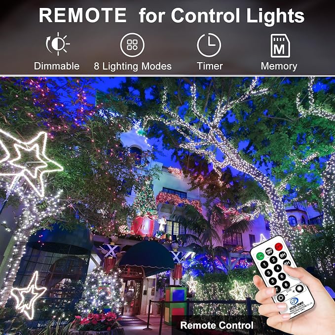 KNONEW 600ft 1500 LED String Lights Outdoor Christmas Lights 8 Modes & Timer - Image 2