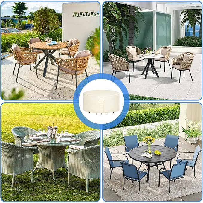 Round Patio Furniture Covers Waterproof, 84 Inch Outdoor High Round Table Cover - Image 7