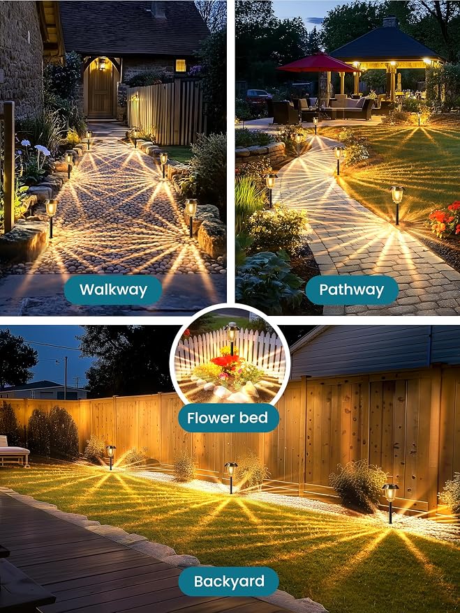 Solar Lights Outdoor Waterproof, 4 Pack Bronze Pathway Lights - Image 8