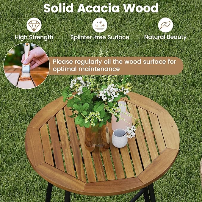 Tangkula 3 Pieces Rope Woven Patio Bar Set, Outdoor High Table and Chairs Set - Image 5