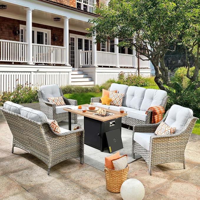 HOOOWOOO 5 Piece Patio Furniture Conversation Sets by DesignforBetterLife