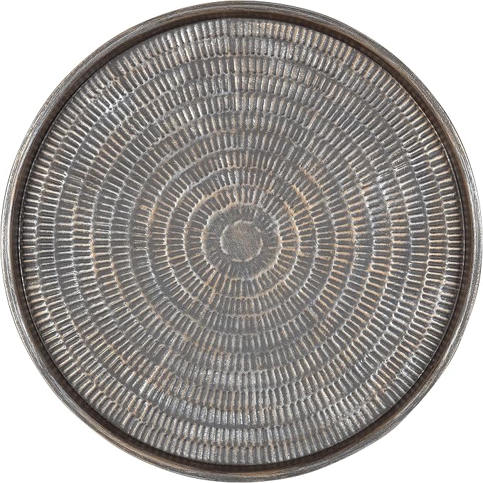 Kate and Laurel Mahdavi Boho-Chic Hammered Metal Tray Coffee Table, Brushed - Image 7