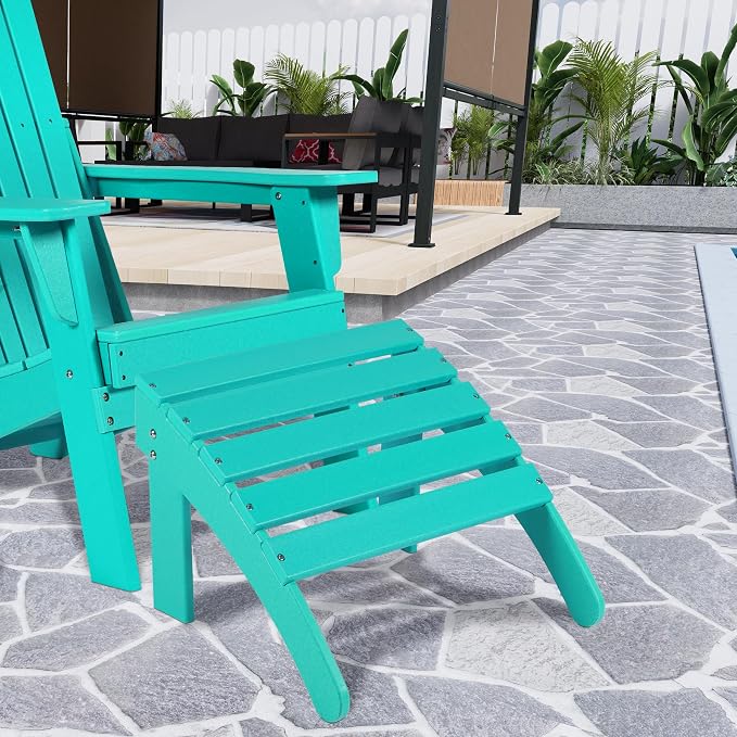 Aoodor Outdoor Adirondack Ottoman, Weather-Resistant HDPE Footrest - Image 2