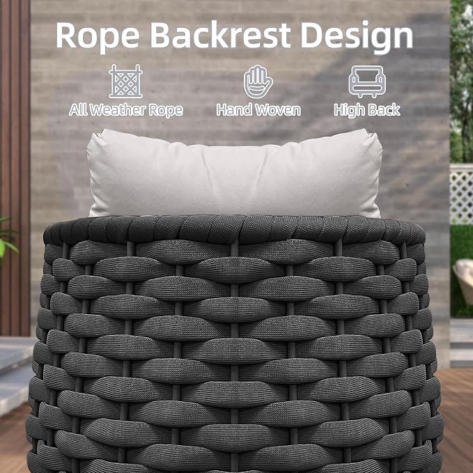 TWT Patio Sofa Set of 2 All-Weather Textilene Rope Balcony Furniture - Image 4