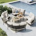 MFSTUDIO Patio Furniture Set, 8 Seats Half-Moon Curved Outdoor Sectional Sofa by MFSTUDIO