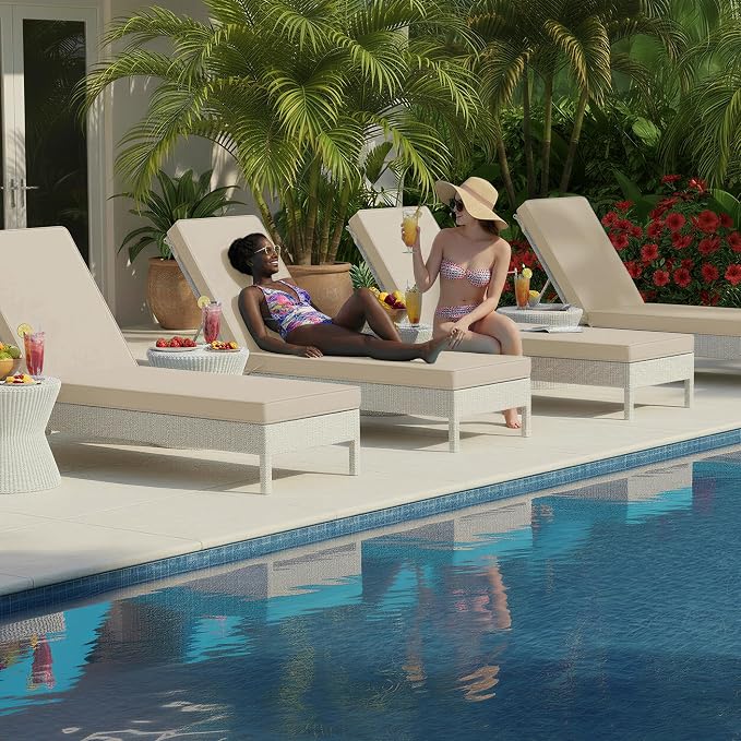 Chaise Lounge Cushions Outdoor Set of 4 - Image 2
