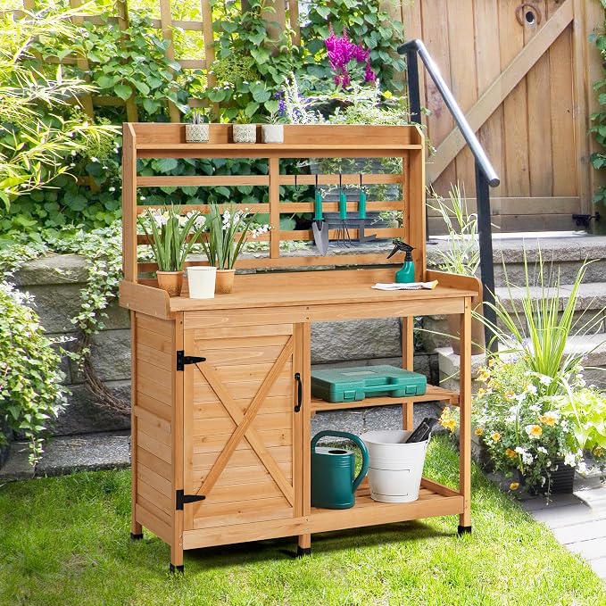 Yaheetech Outdoor Potting Bench, Large Horticulture Work Table Workstation - Image 2