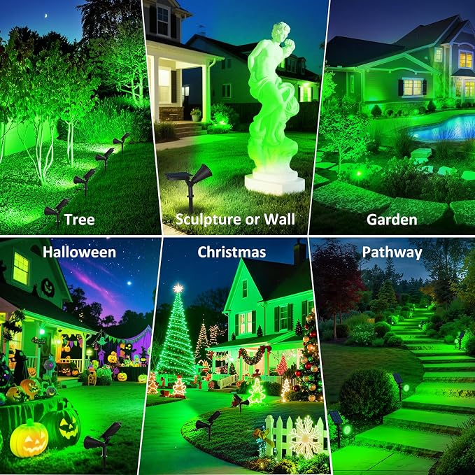 T-SUNUS Green Solar Landscape Spot Lights 4 Pack, IP65 Waterproof Garden - Image 6