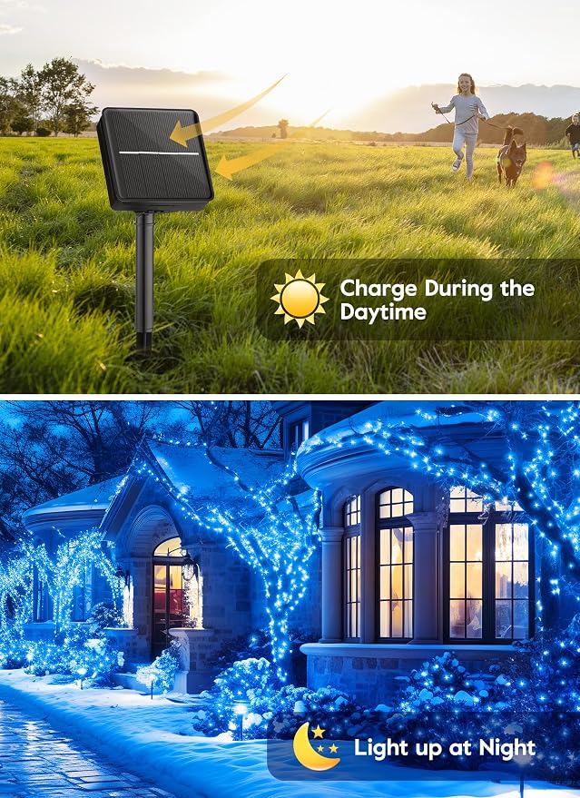 Minetom Solar String Lights for Outside, 33Ft 100 LED Outdoor Solar Fairy Lights - Image 2