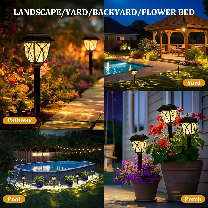GIGALUMI 8 Pack Solar Lights Outdoor Waterproof, LED Solar Garden Lights - Image 2