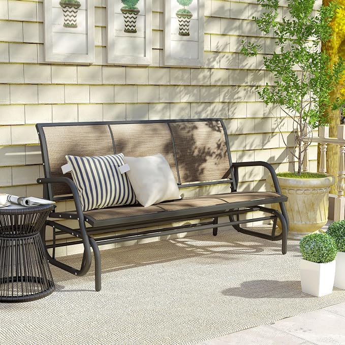Outsunny 3-Person Patio Glider Bench, Outdoor Porch Glider Swing - Image 9