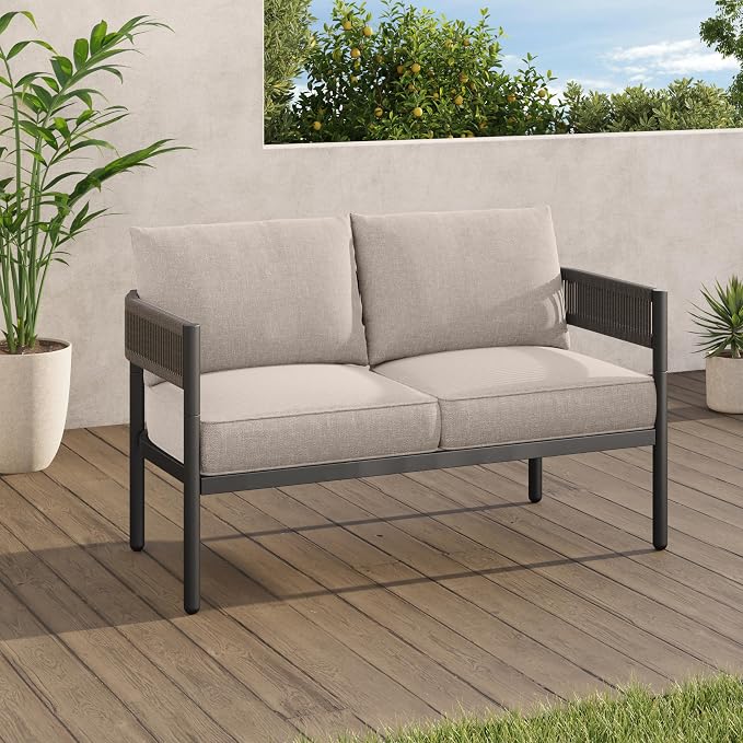 Gand Patio Outdoor Loveseat, Wicker Conversation Set by GrandPatio