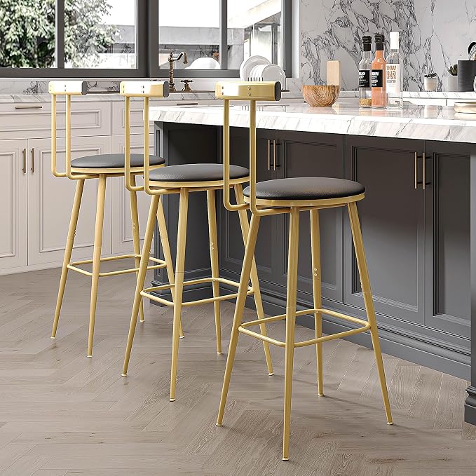 Bar Stools, Bar Chairs with Backrest and Footrest, Industrial Counter Stools - Image 6