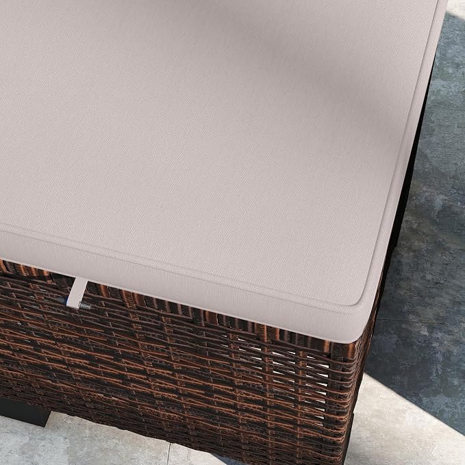 Outsunny 2 Pieces Outdoor Patio Ottomans, All Weather Wicker Outdoor Footstools - Image 9