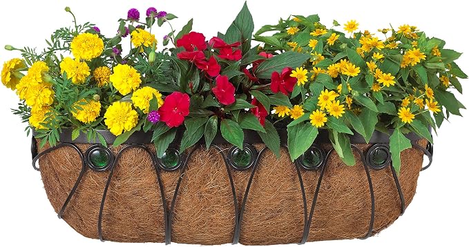 Arcadia Garden Products Hanging Window Basket Metal Trough Flower Planter - Image 2