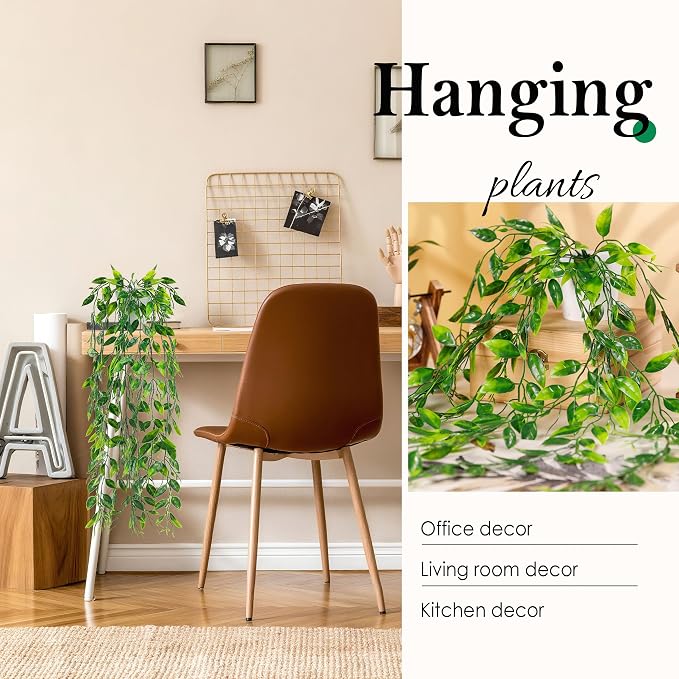 Der Rose 8Pcs Fake Plants Hanging Artificial Ivy Vine Faux Eucalyptus Hanging - Image 2