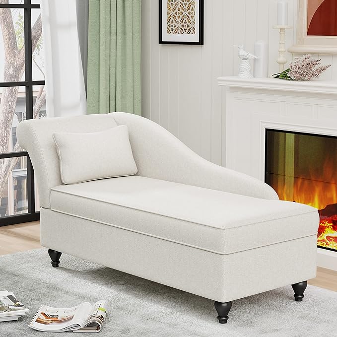 Yongqiang Storage Chaise Lounge Indoor, Linen Upholstered Chaise Lounge Chair by lightupyourlife