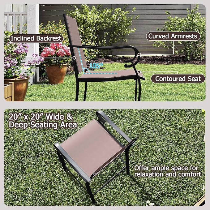 Tangkula Outdoor Bar Stools Set of 2, High Bistro Chairs - Image 7