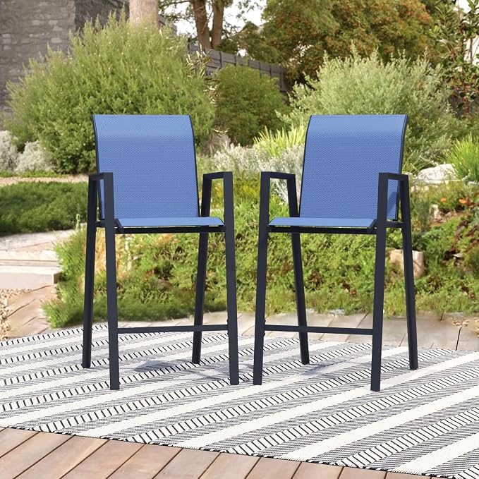 Outdoor Bar Stools Set of 2, Bar Height Chairs by Home