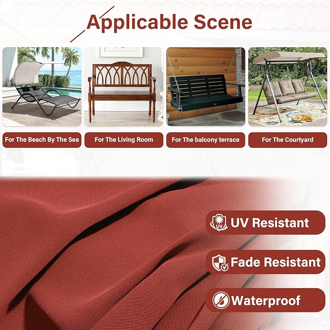 Porch Swing Cushion with Backrest, Waterproof Bench Cushion - Image 5
