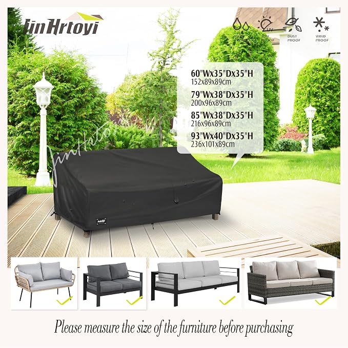 JinHrtoyi 2-Seater Patio Loveseat Cover, 60Wx38Dx35H inches Outdoor Furniture - Image 3